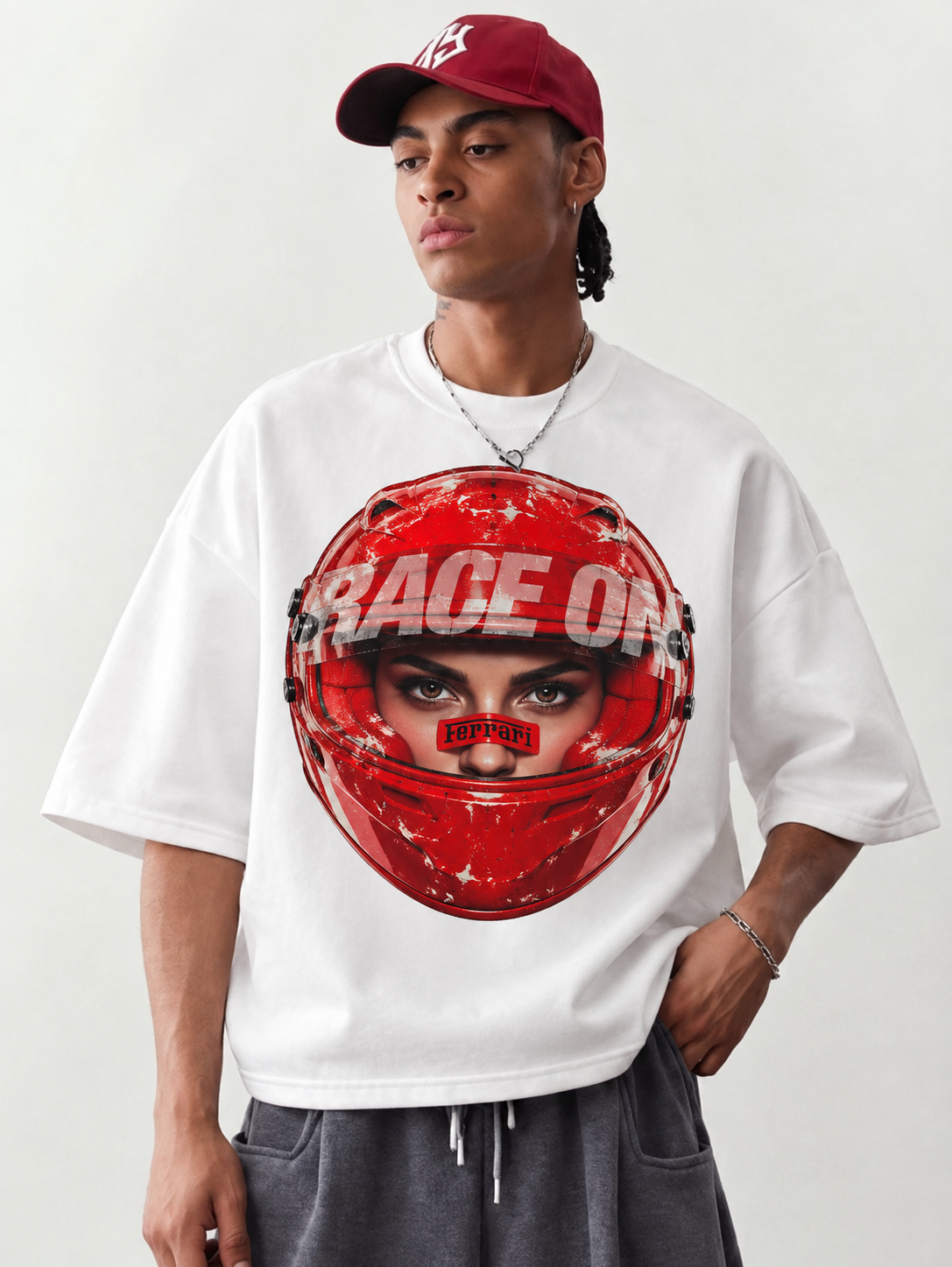 RACE ON GRAPHIC T SHIRT