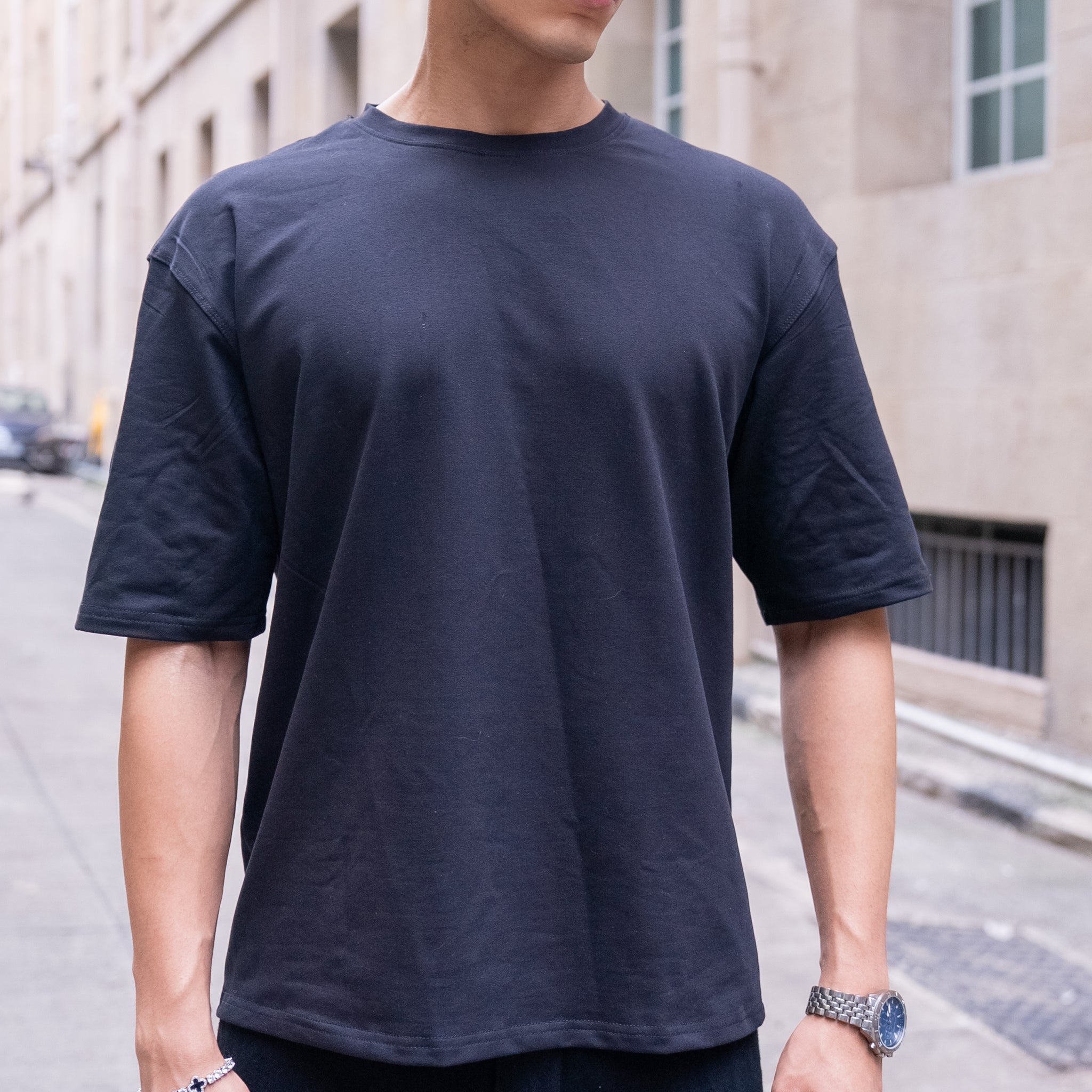 Liquid Grip Oversized Tee  in Black