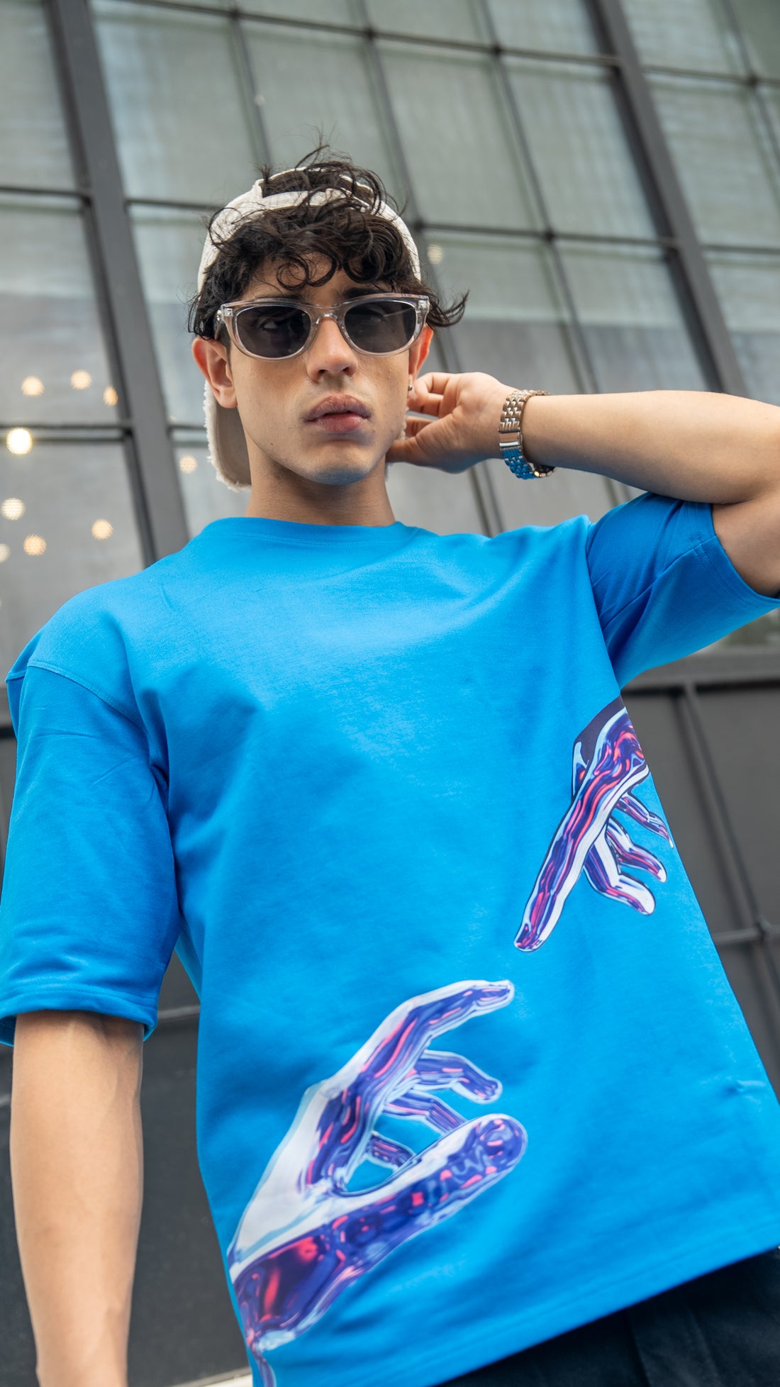 Glitch Contact Tee in Cobalt Blue