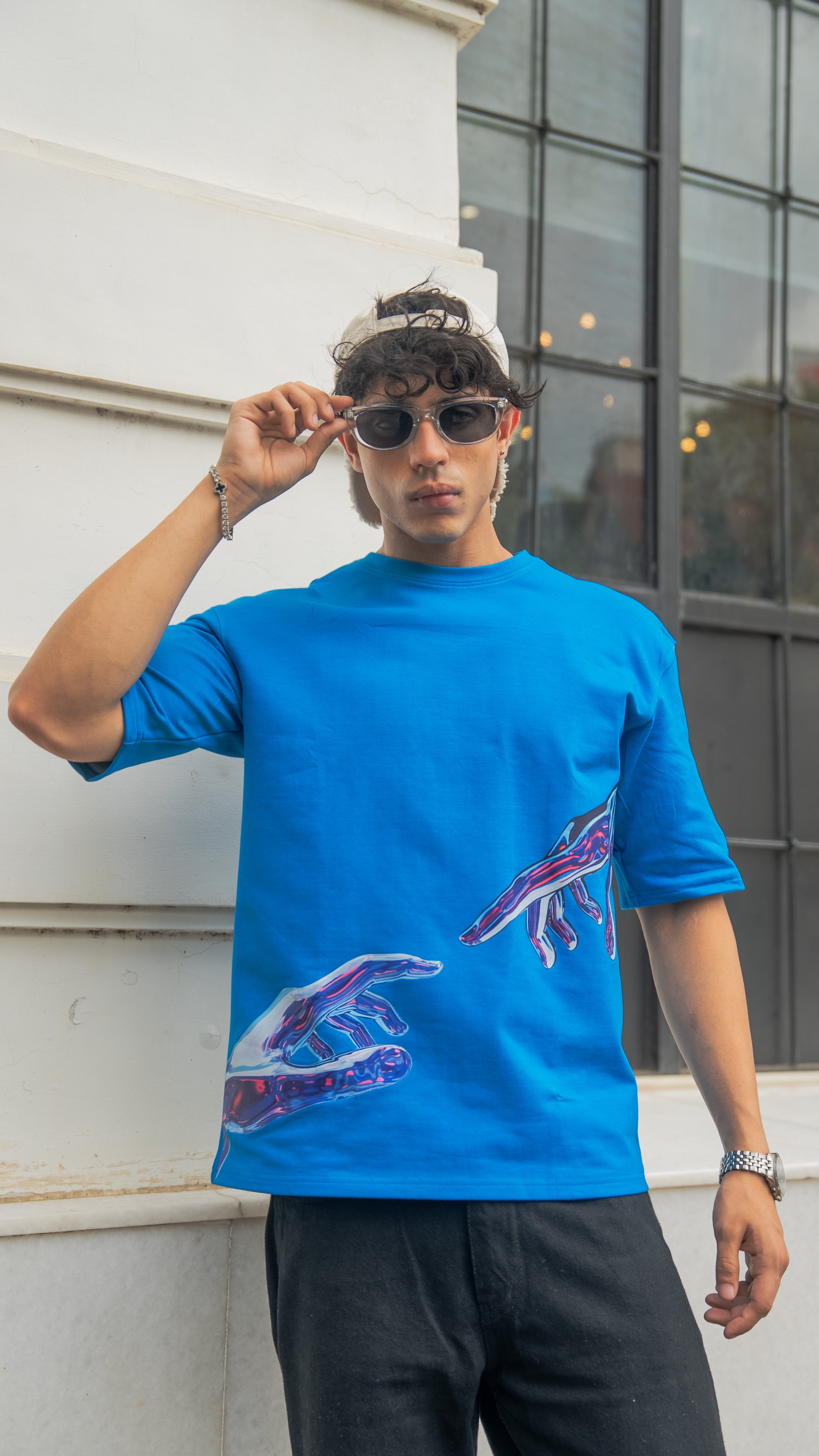 Glitch Contact Tee in Cobalt Blue
