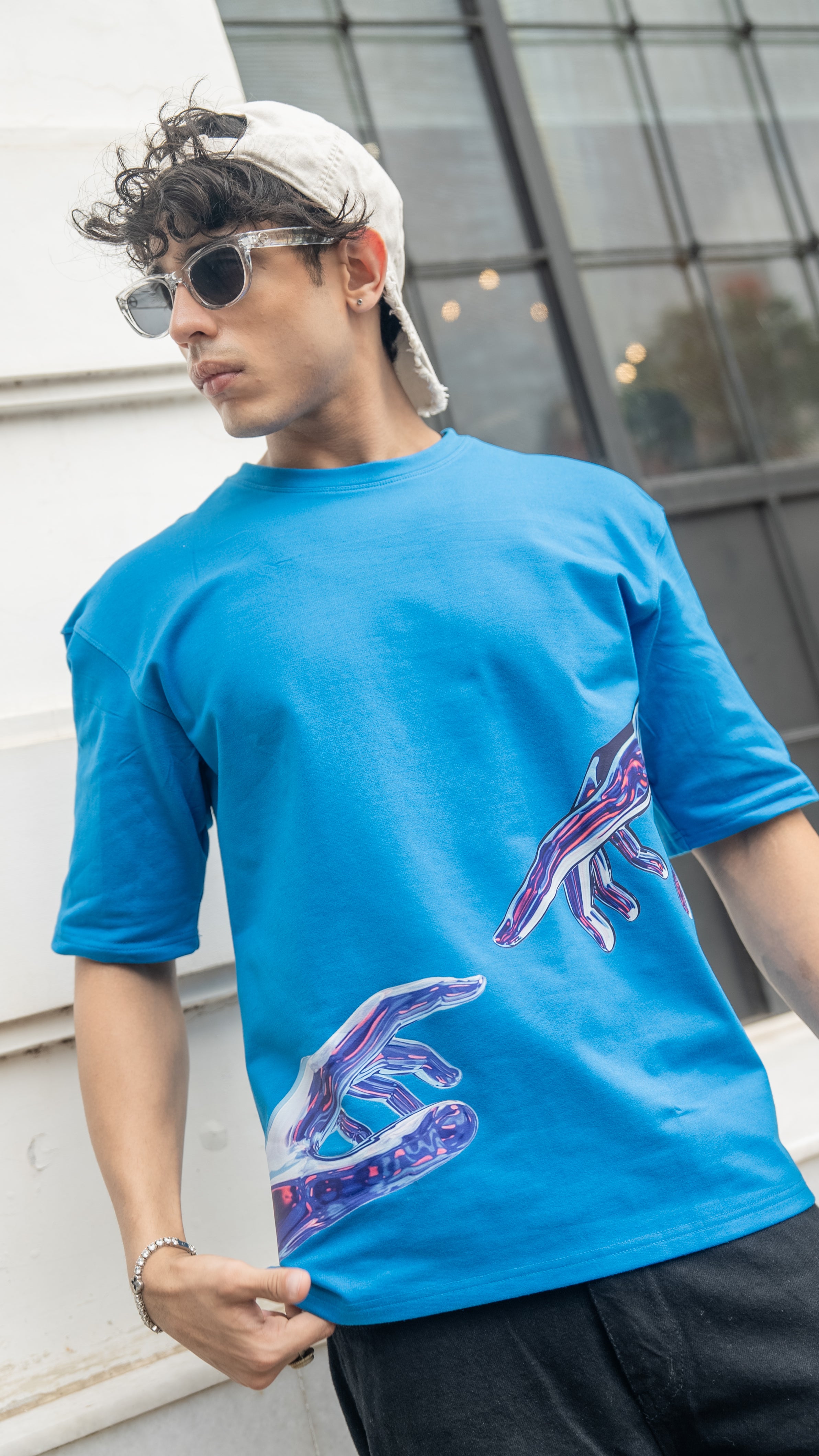 Glitch Contact Tee in Cobalt Blue