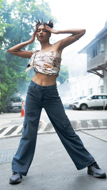 Cityscape Wide-Leg Jeans  in Dusty Blue