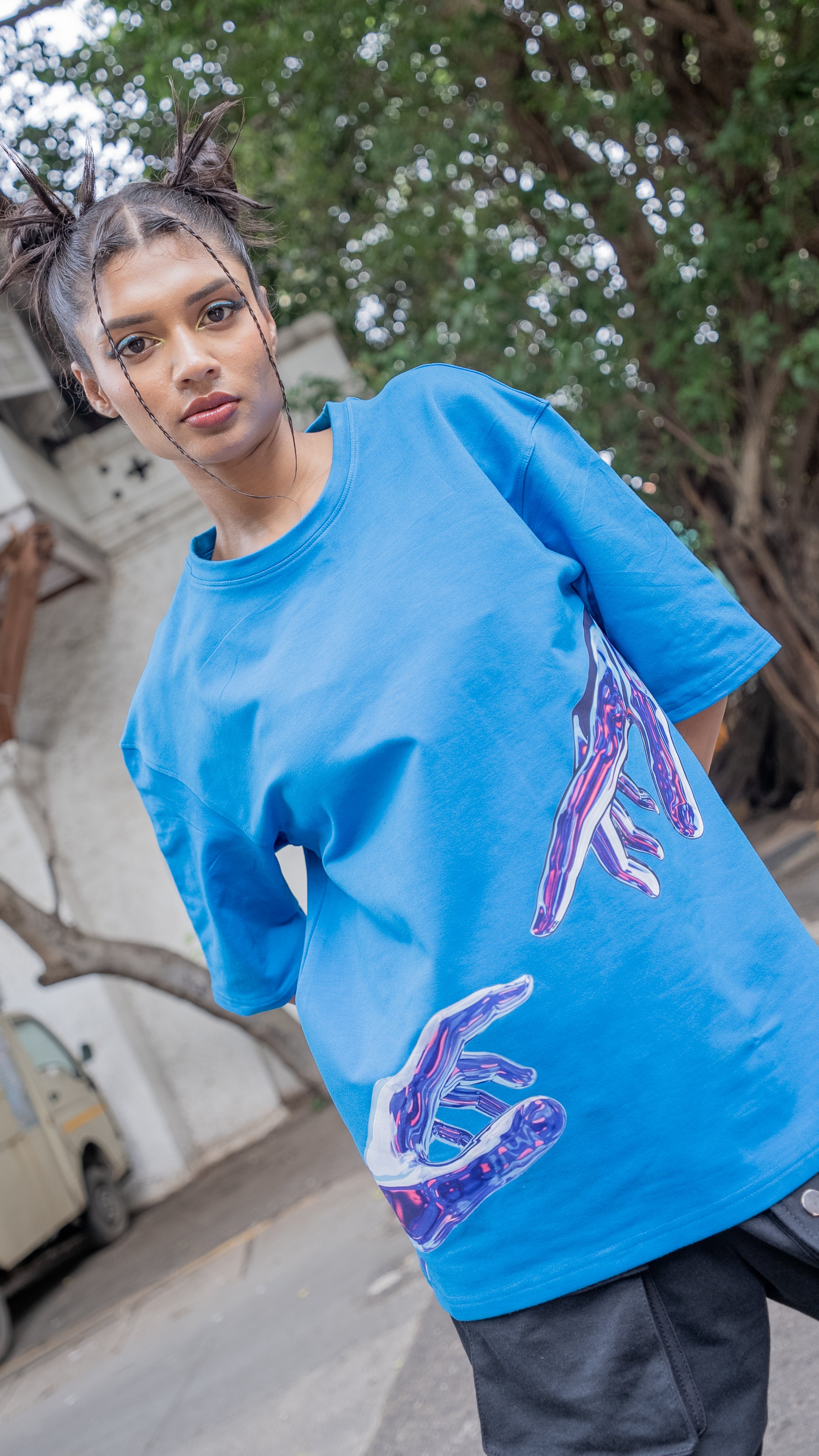 Glitch Contact Tee in Cobalt Blue