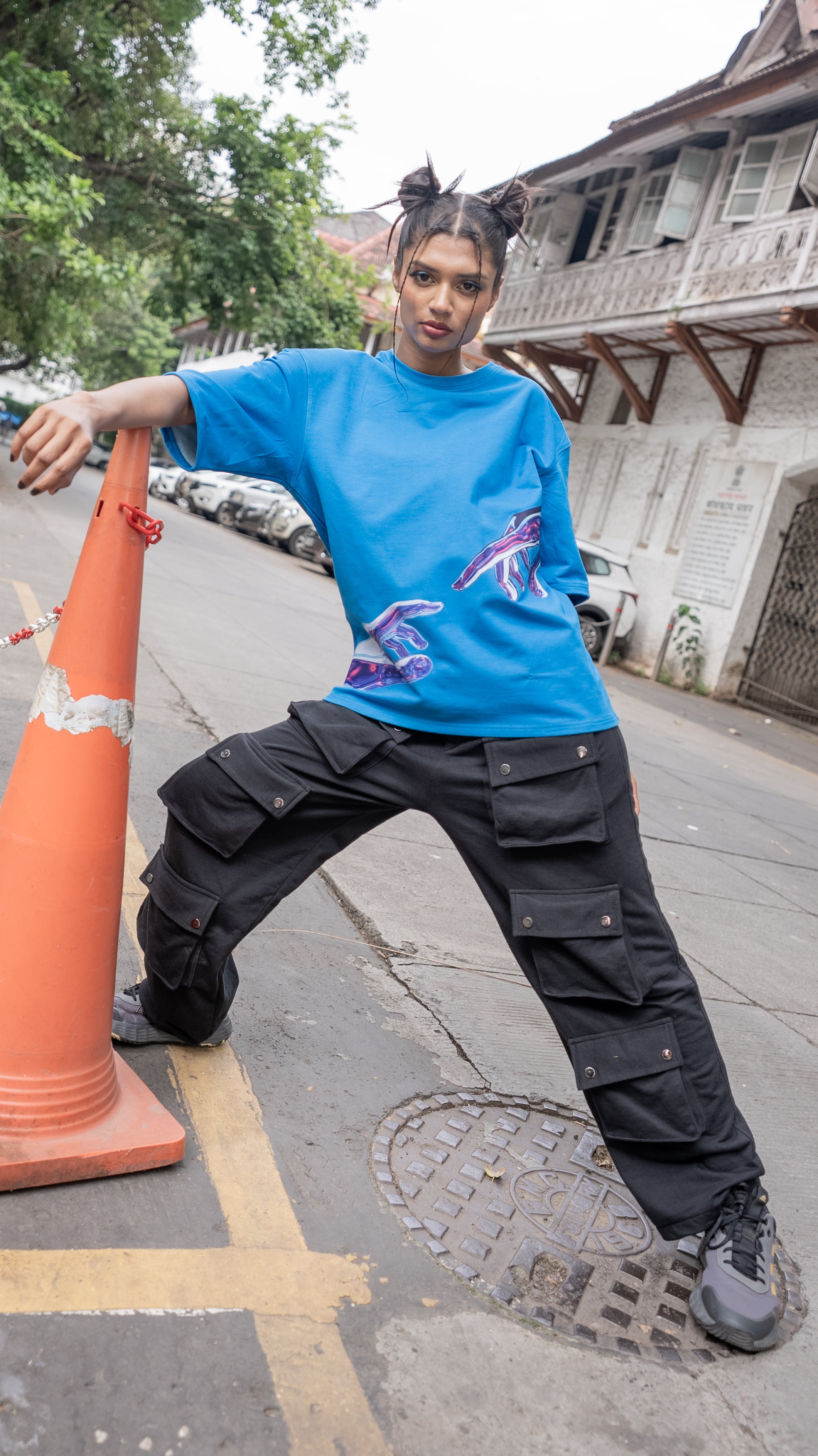 Glitch Contact Tee in Cobalt Blue