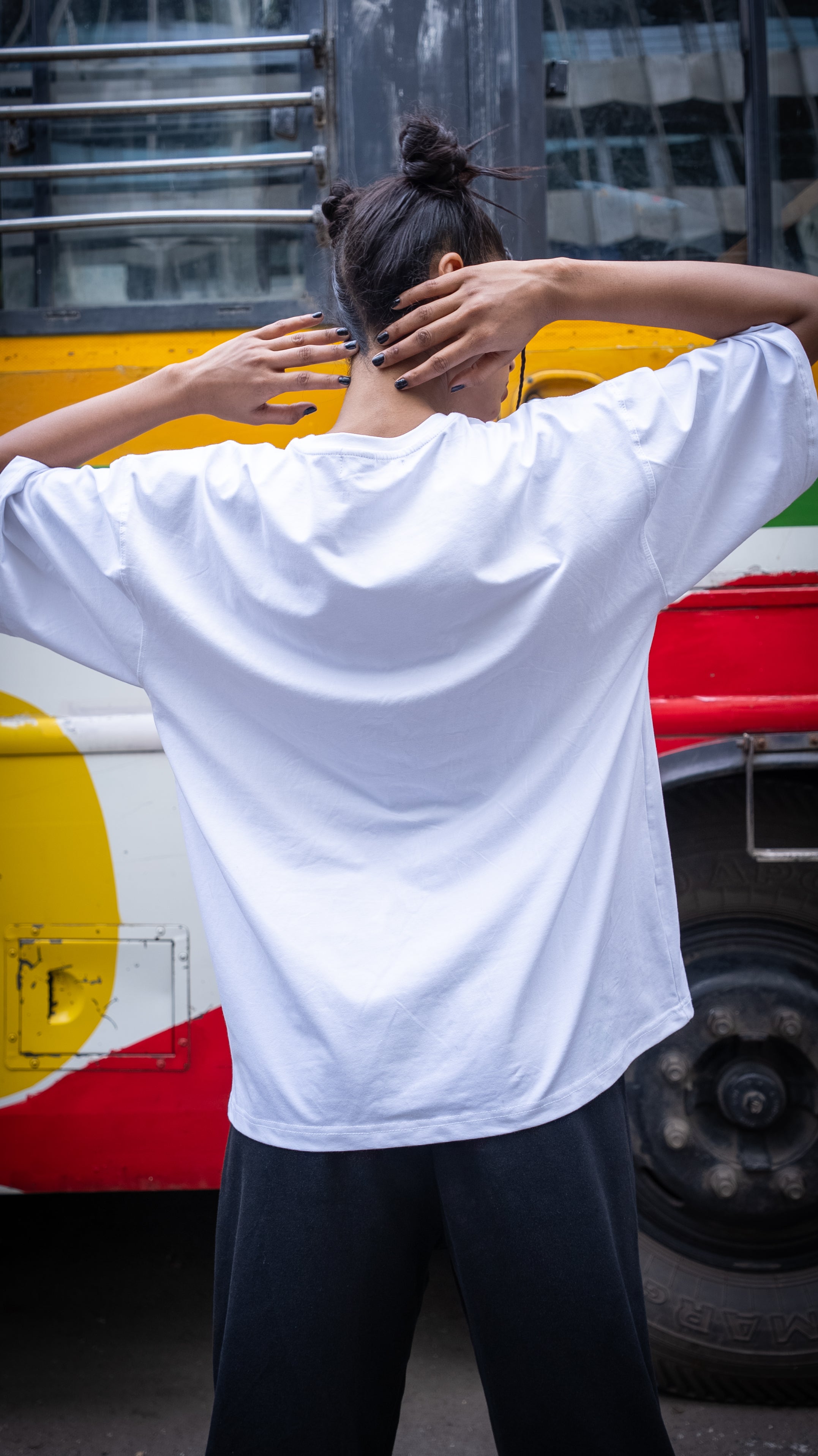 Pencil Point Oversized T in white