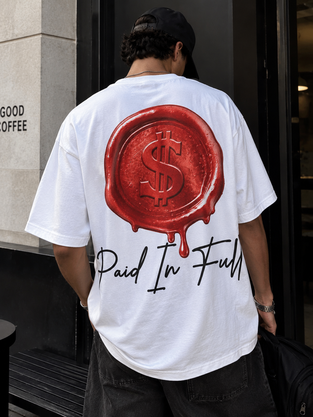 Paid In Full Oversized Tee in White