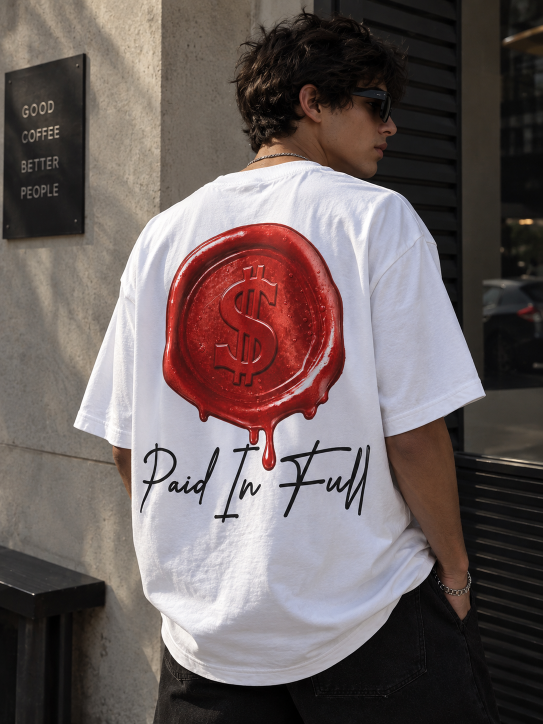 Paid In Full Oversized Tee in White
