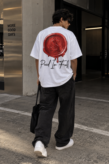 Paid In Full Oversized Tee in White